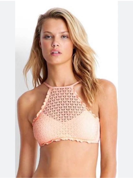 Seafolly Other - Seafolly Havana Peach Crochet High-Neck Bikini Top